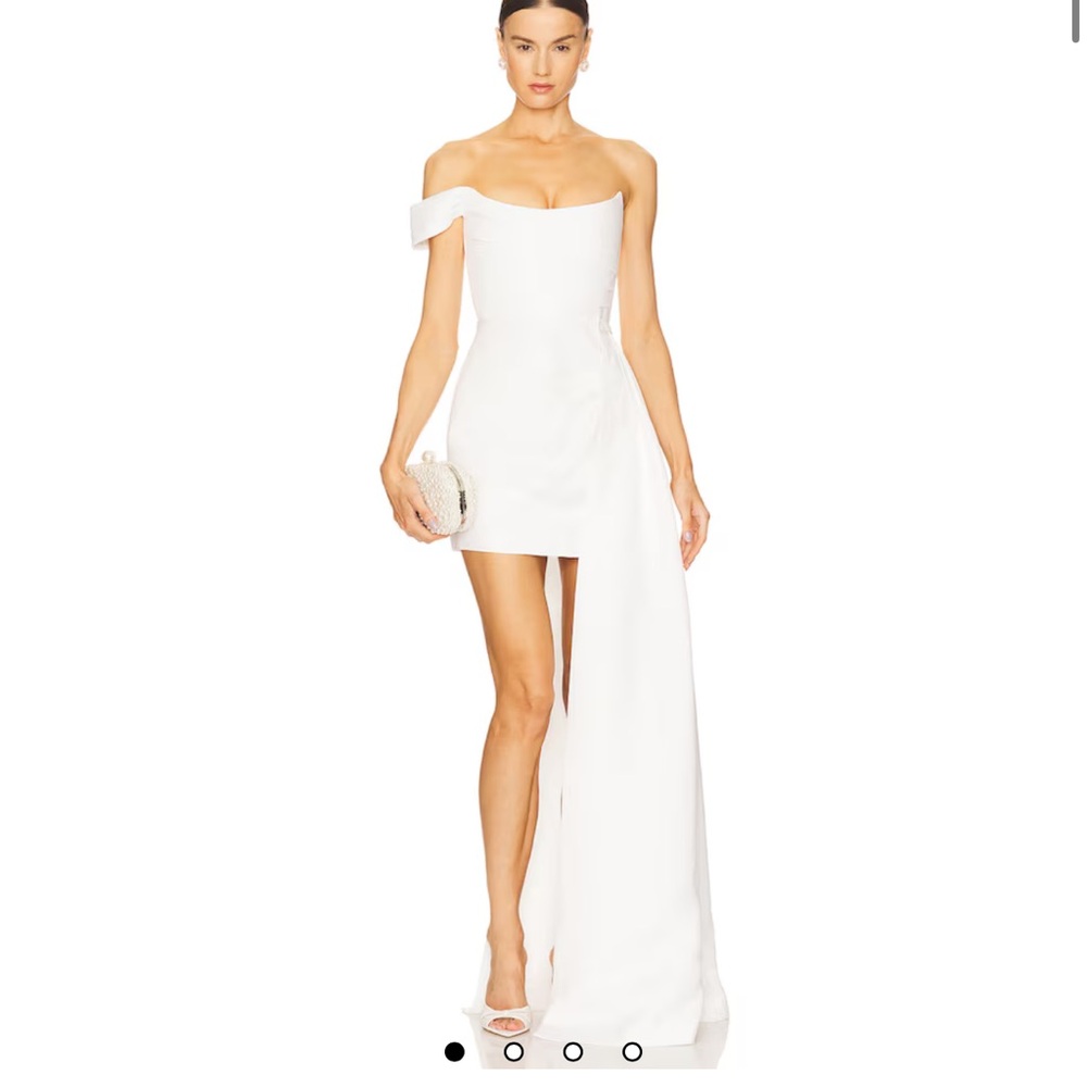 Viral Sau Lee Brenda Mini Dress (White) with Detachable Train